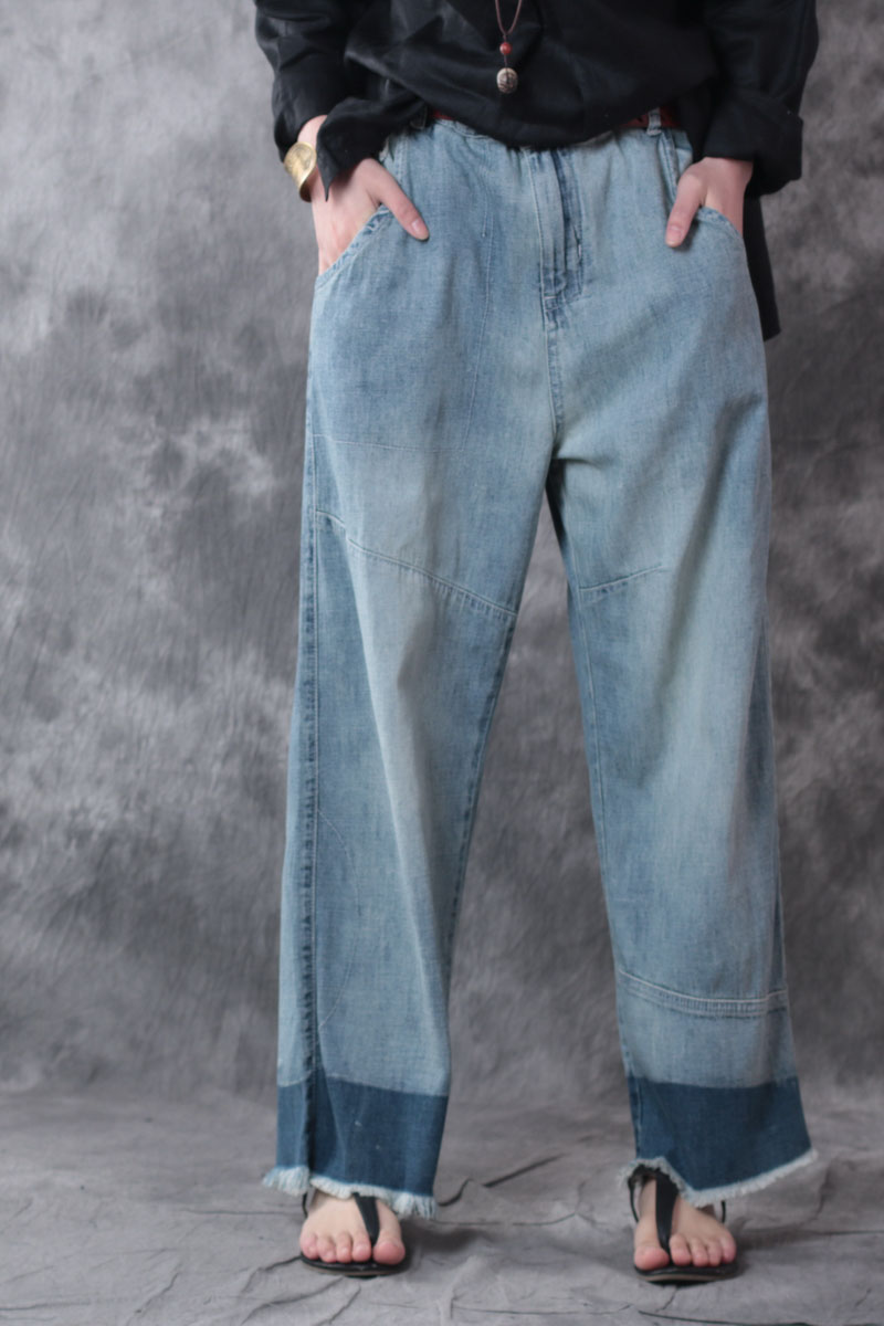 raw hem baggy jeans