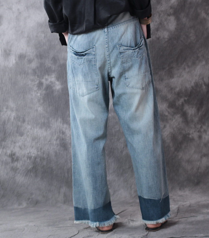 raw hem baggy jeans