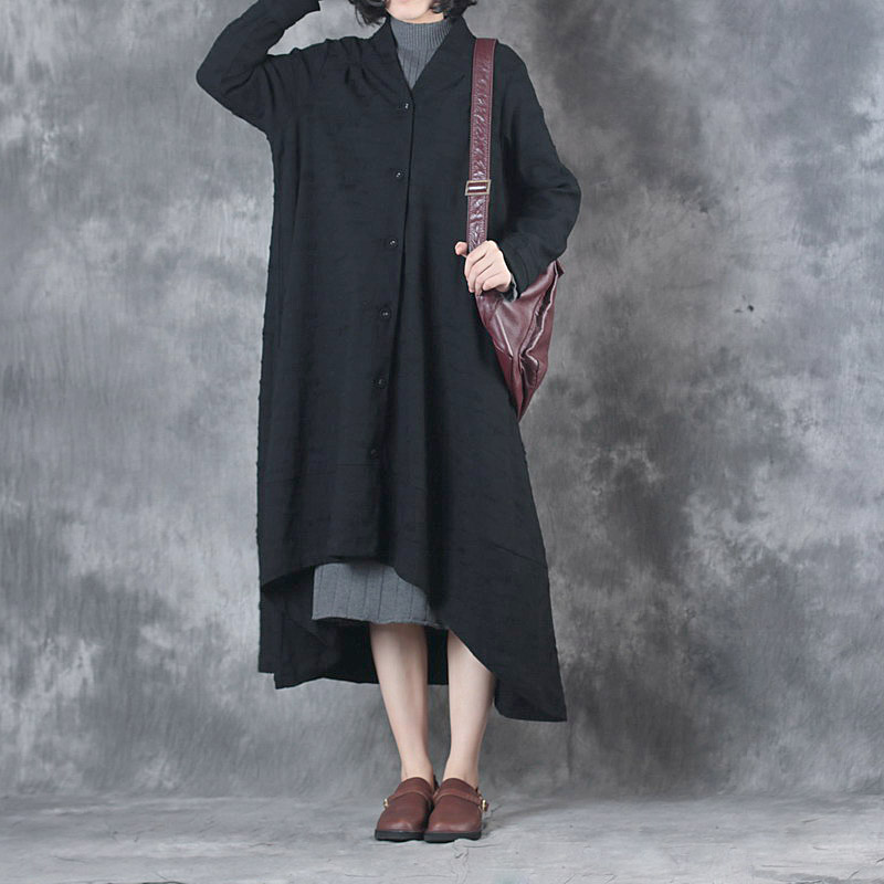 New Arrival Asymmetrical Plus Size Winter Coat Long Sleeve Black Duster ...