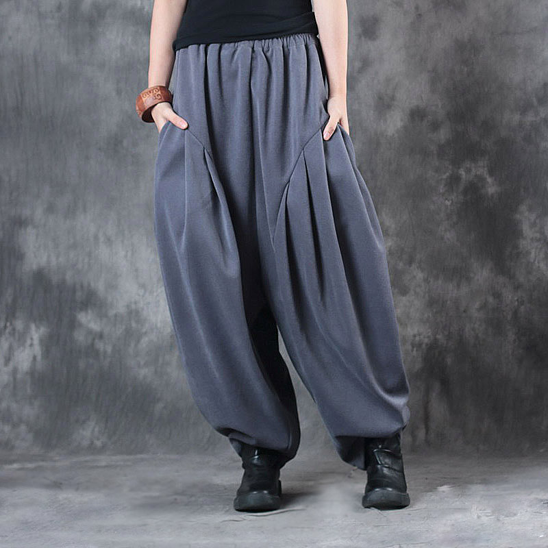 Winter Fashion Thickening Gray Pants Womans Baggy Trousers in Gray One ...