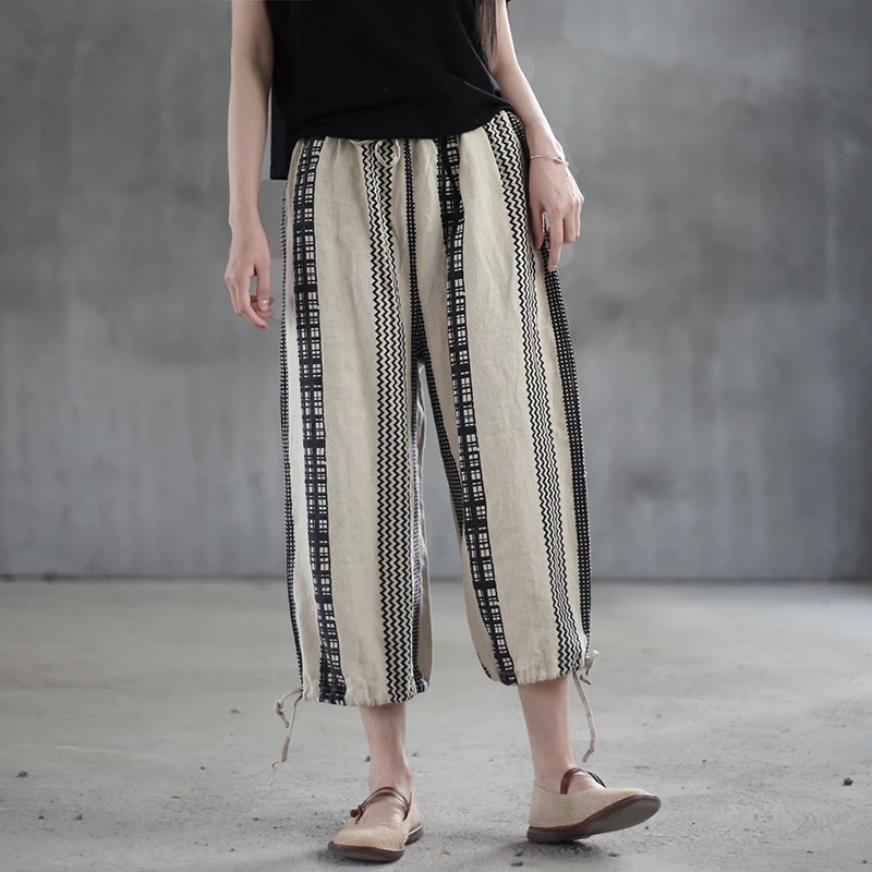 striped boho pants