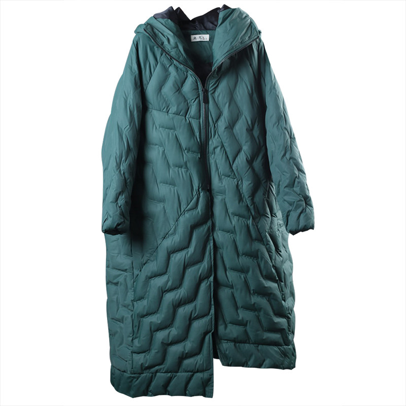 Wave Patterns Womans Hooded Coat Quilted Puffer Coat in Blackish Green ...