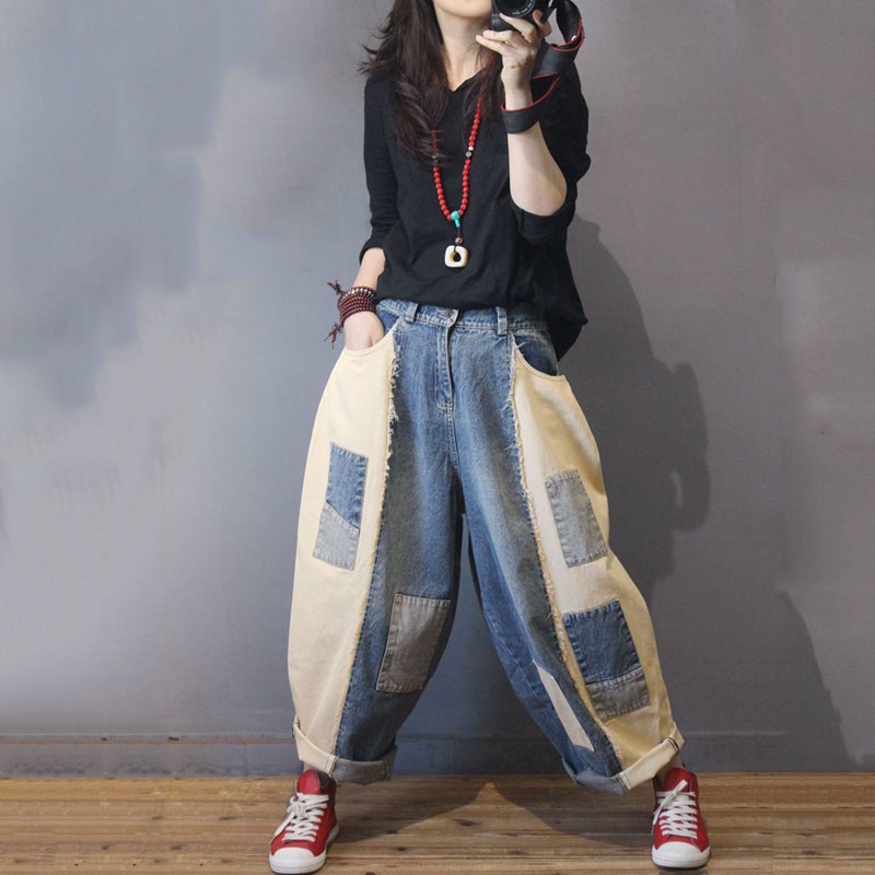 patchwork baggy jeans