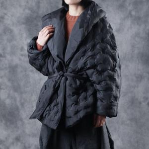 black hooded wrap coat
