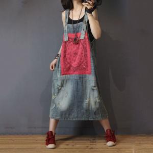 Denim Overall Dress Knee Length  Denim Overalls Women Dresses