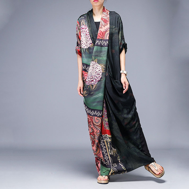 Beautiful Vintage Printed Folk Dress Maxi Designer Dress with Back ...