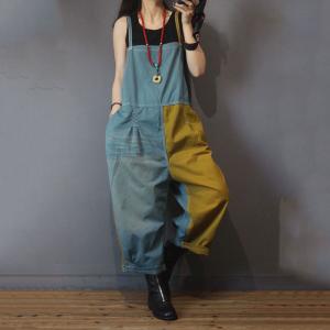 Bright Colored Cotton Korean Dungarees Womens Baggy Overalls in