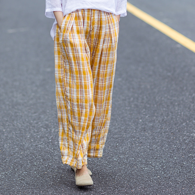 yellow gingham pants