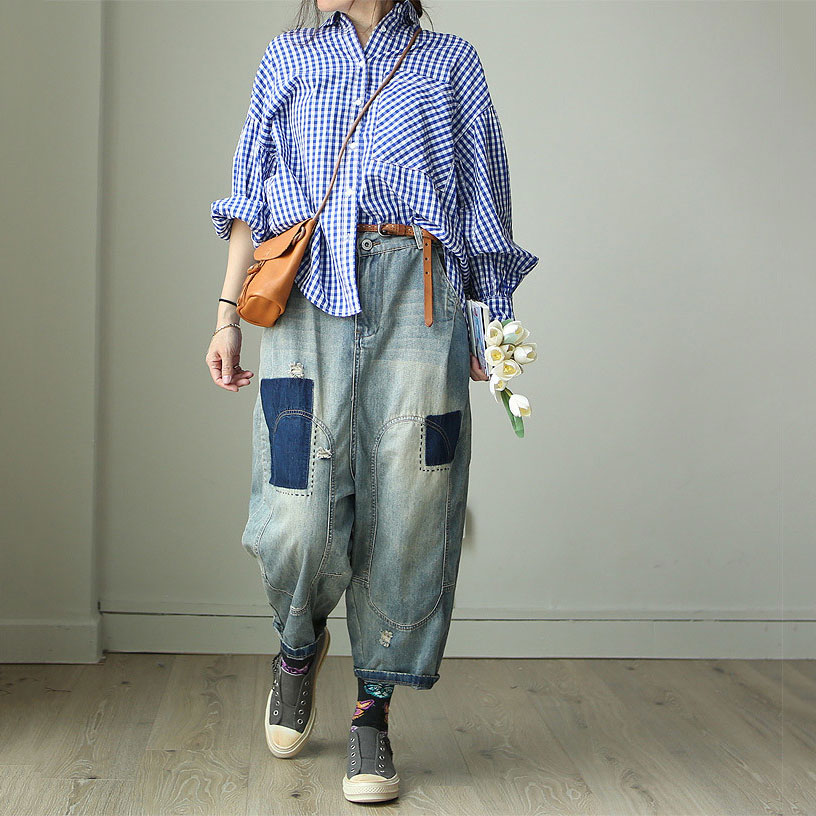 patchwork baggy jeans