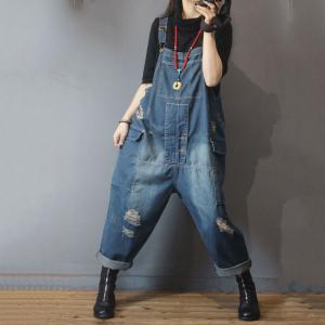 Denim on sale ripped dungarees