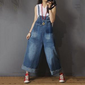 Denim jumpsuit with flaps - Woman