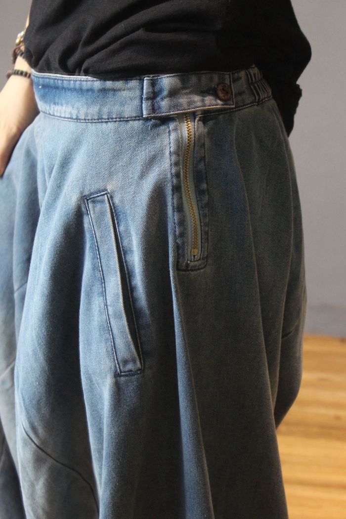 Original Design Draped Balloon Jeans Baggy Denim Bloomers in Blue One ...