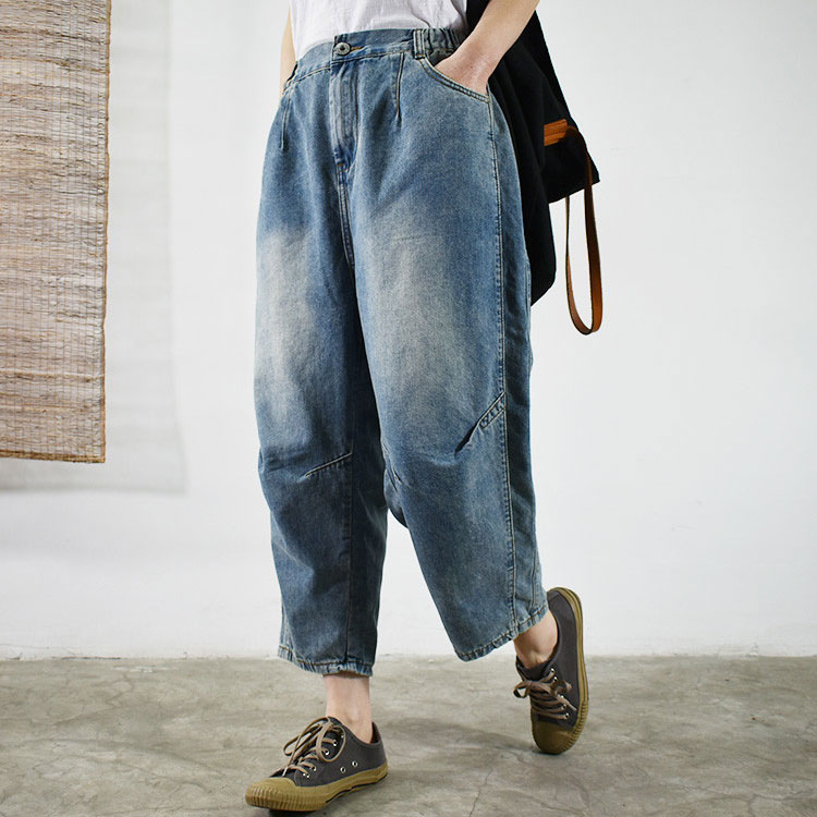 Straight Leg Korean Jeans Baggy Casual Denim Trousers in Blue M L ...