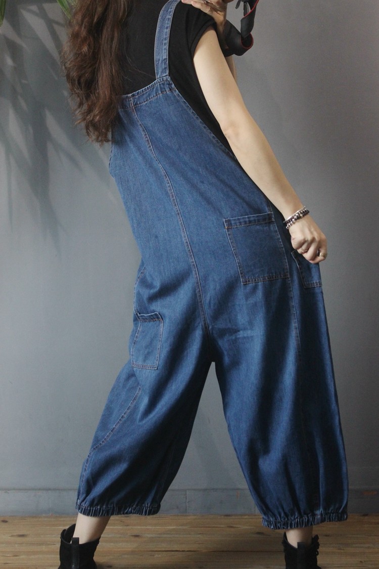 Street Style Womens Bloomer Overalls Baggy Jean Overalls in Black One ...