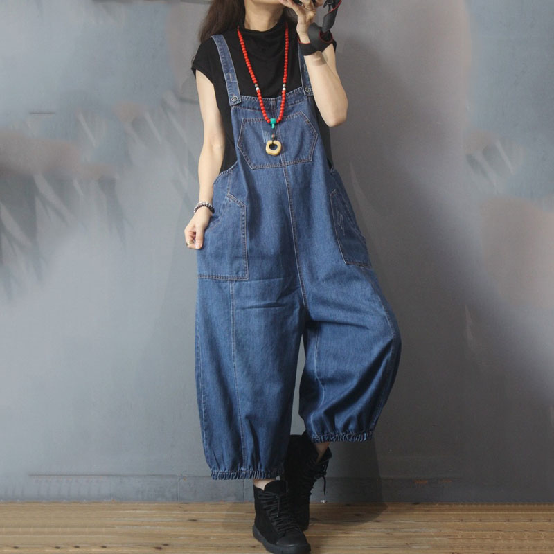 Street Style Womens Bloomer Overalls Baggy Jean Overalls in Black One ...