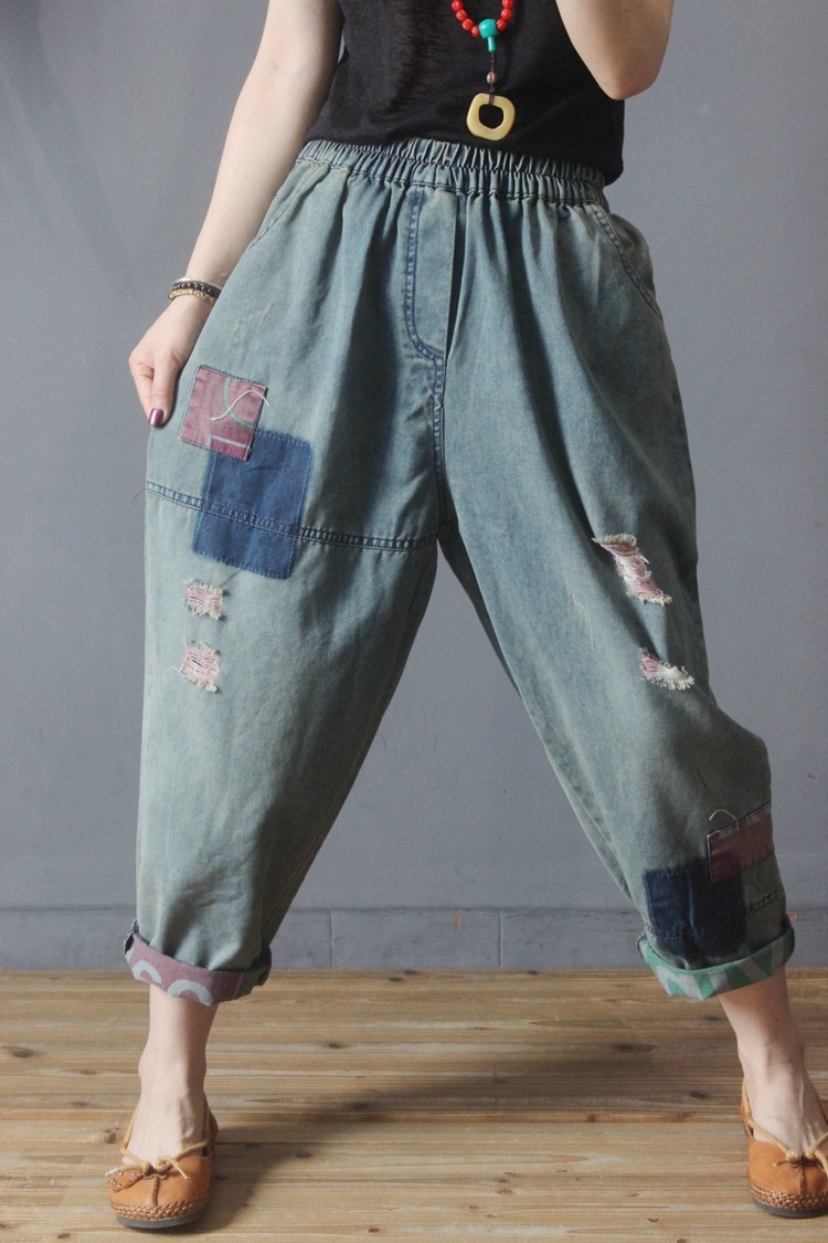 patchwork baggy jeans