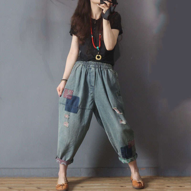 baggy patchwork jeans