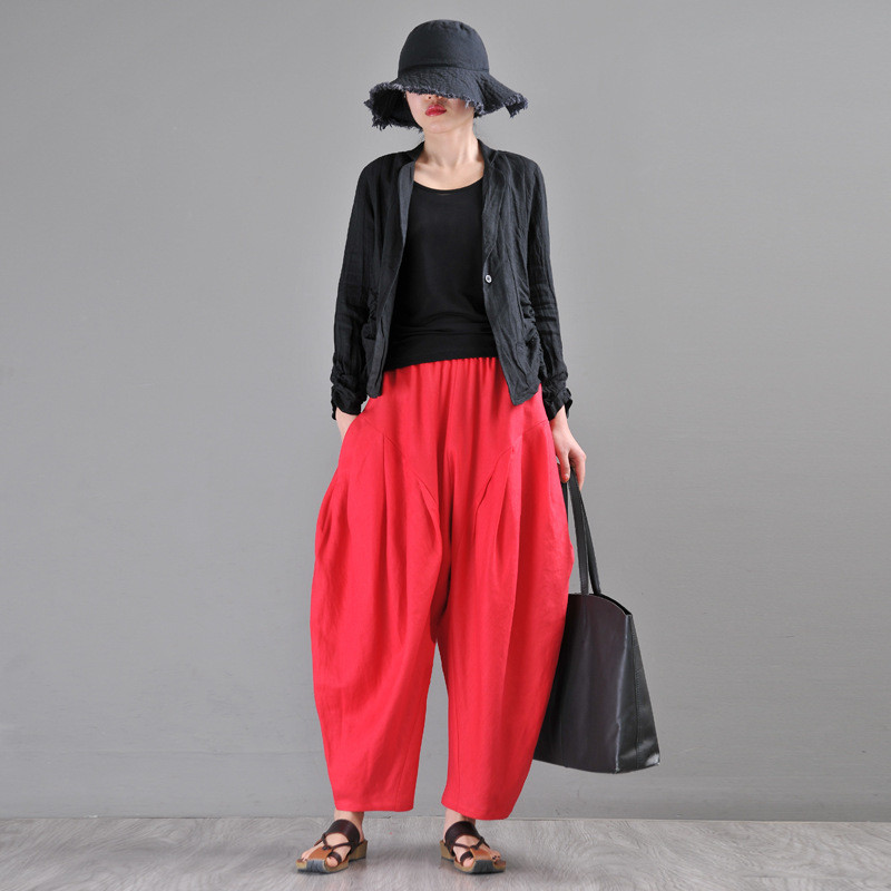 red baggy pants