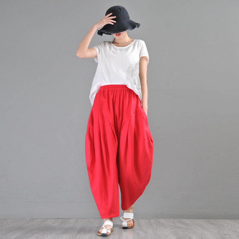 red baggy pants