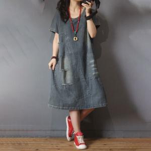 Blue jean ripped clearance dress