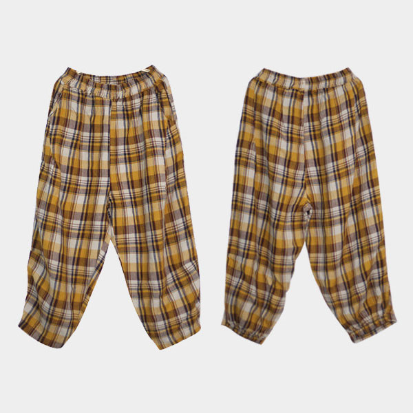 yellow tartan jeans