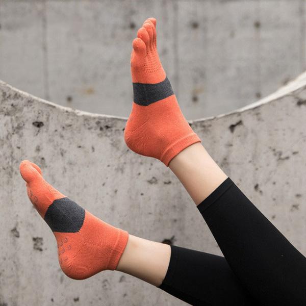 Sport Style Hollow Out Running Socks Breathable Yoga Toe Socks in Orange  Gray Dark Blue US5-US6 US6.5-US8 US8.5-US10 