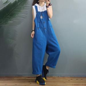 Bright Colored Cotton Korean Dungarees Womens Baggy Overalls in