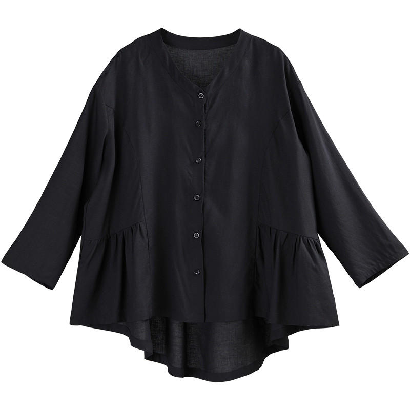 Neutral Colors Linen Blend Comfy Jacket Spring Ruffled Jacket in Black ...