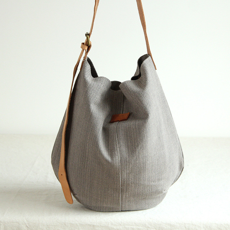 Solid Color Canvas Hobo Bag for Women in Black Beige Chocolate Gray ...