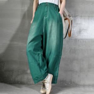 Women's green pants wider than a skinny