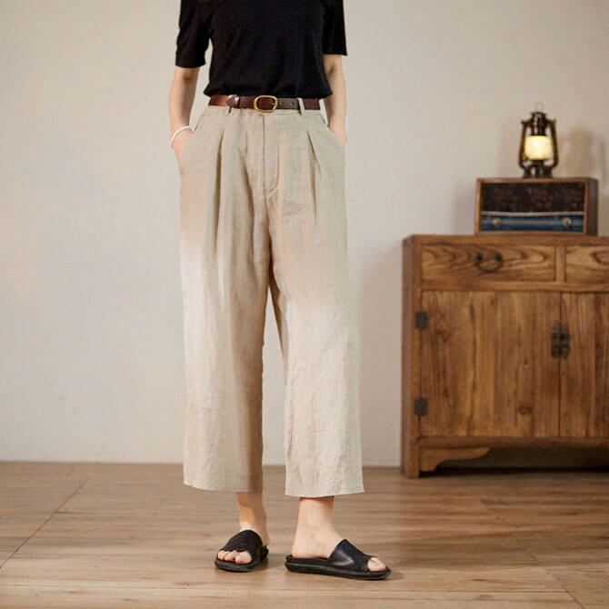 Super Comfy Linen Gaucho Pants Casual Wide Leg Pants in Beige S M L ...