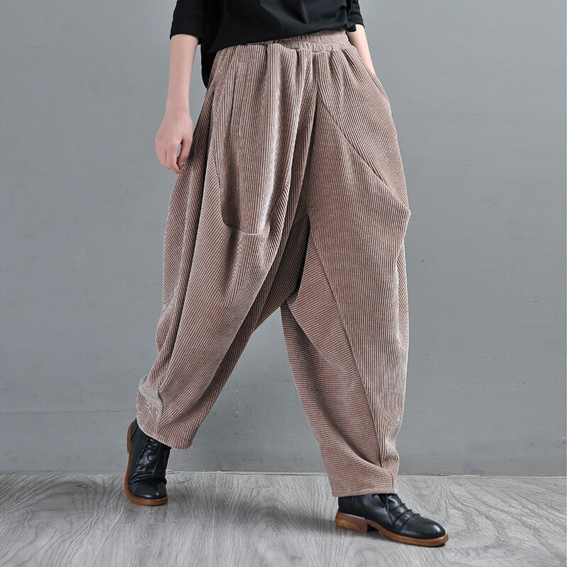 Original Design Camel Harem Pants Womens Plus Size Suede Pants in ...