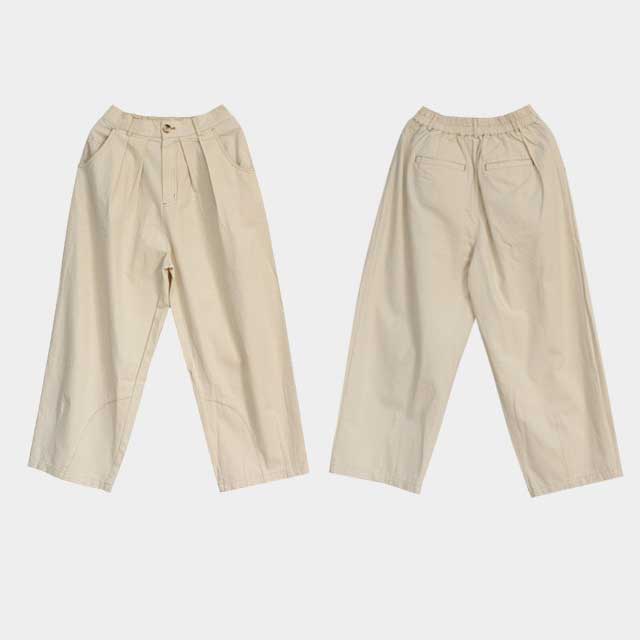 Street Style Wide Leg Pants Baggy Straight Legs Beige Pants in Beige ...