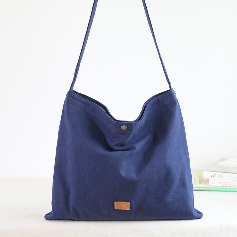 Casual Style Plain Buckle Canvas Tote Bag in Green Beige Coffee Blue ...