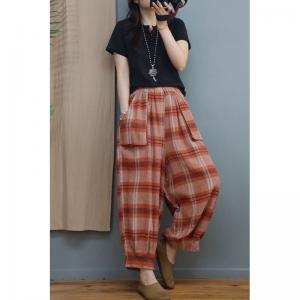 Plaid Linen Pants