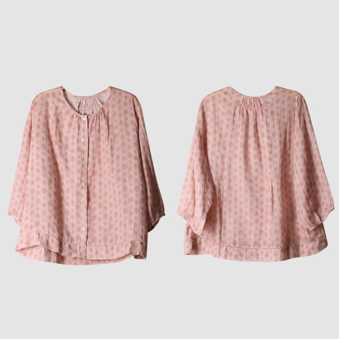 Dusty Pink Floral Blouse Ramie Organic Shirt in Dusty Pink M L ...