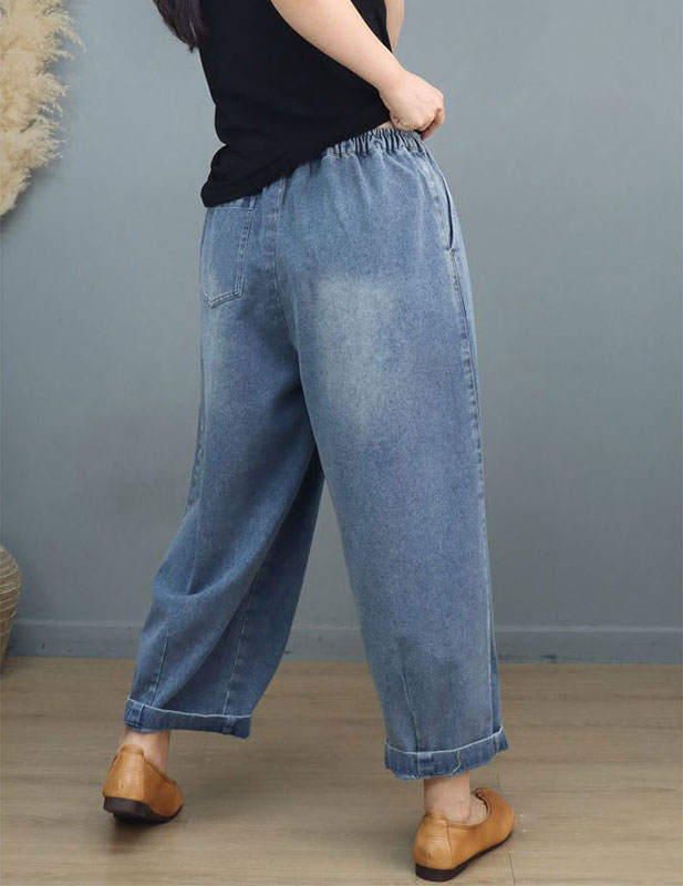 Folk Ropes Stone Wash Jeans Baggy Womens Dad Jeans in Denim Blue One ...