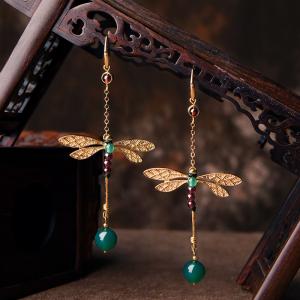 Vintage Dragonfly Long Earrings