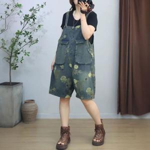 Summer Printed Wide Leg 90s Overalls Shorts