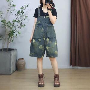 Summer Printed Wide Leg 90s Overalls Shorts