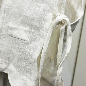 Side Tied Linen Oversized White Vest