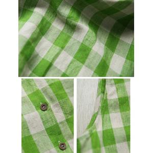 Scallop Collar Green Tartan Linen Vest