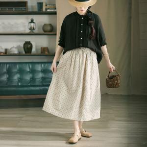 Drawstring Waist Maxi Linen Slit Skirt