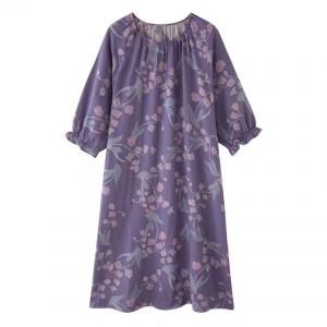 Flowers Prints Plus Size Cotton Violet Pajamas Dress